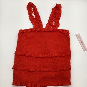 Crave Fame Red Ruffle Smocked Tank NWT